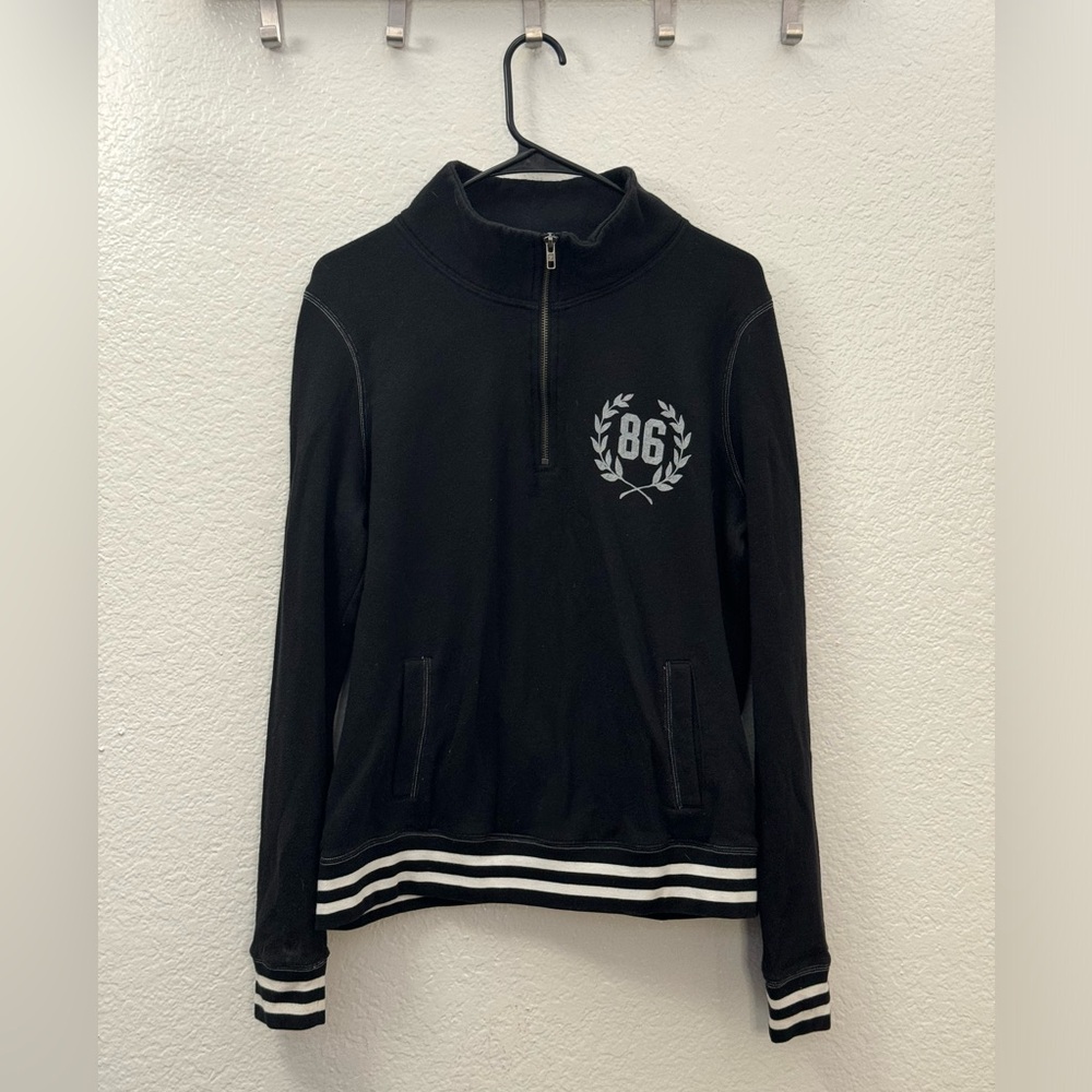 black and white PINK varsity sweater